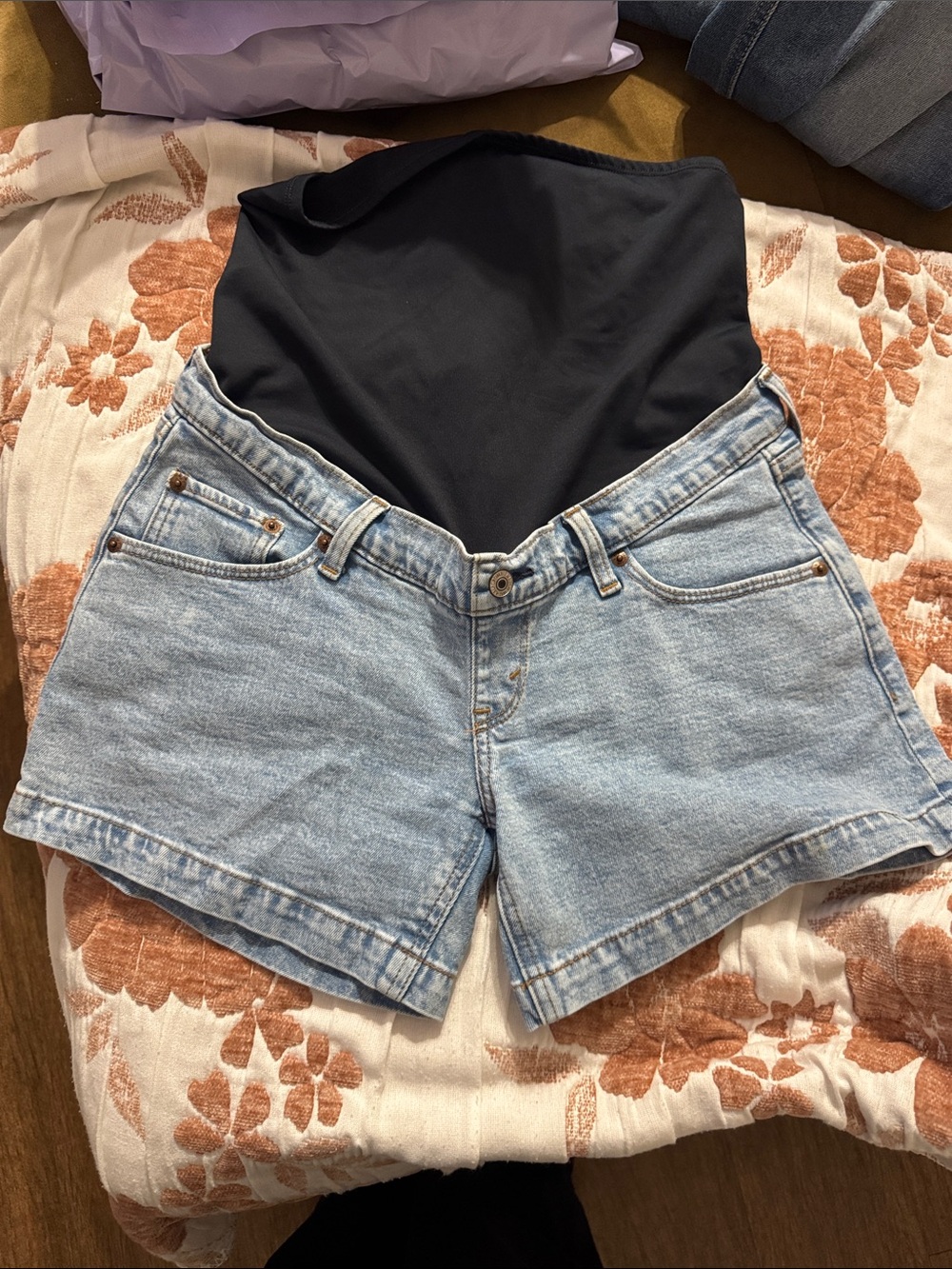 Abercrombie & Fitch Light Blue High-Waist Denim Shorts